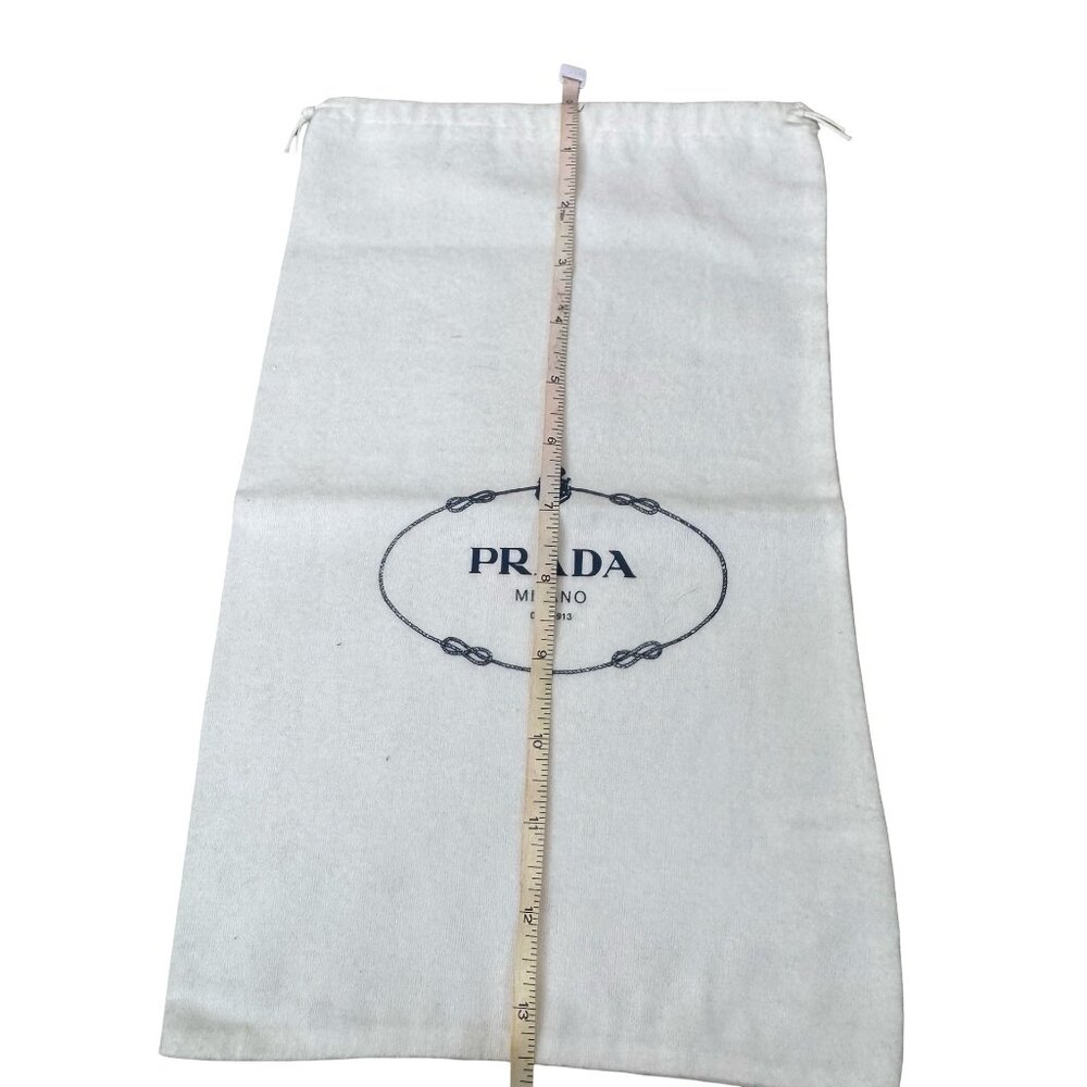 Prada Milano White Drawstring Dust Bag 13.5”x8.5” Cotton Blend Handbags Or Shoes - Picture 7 of 7